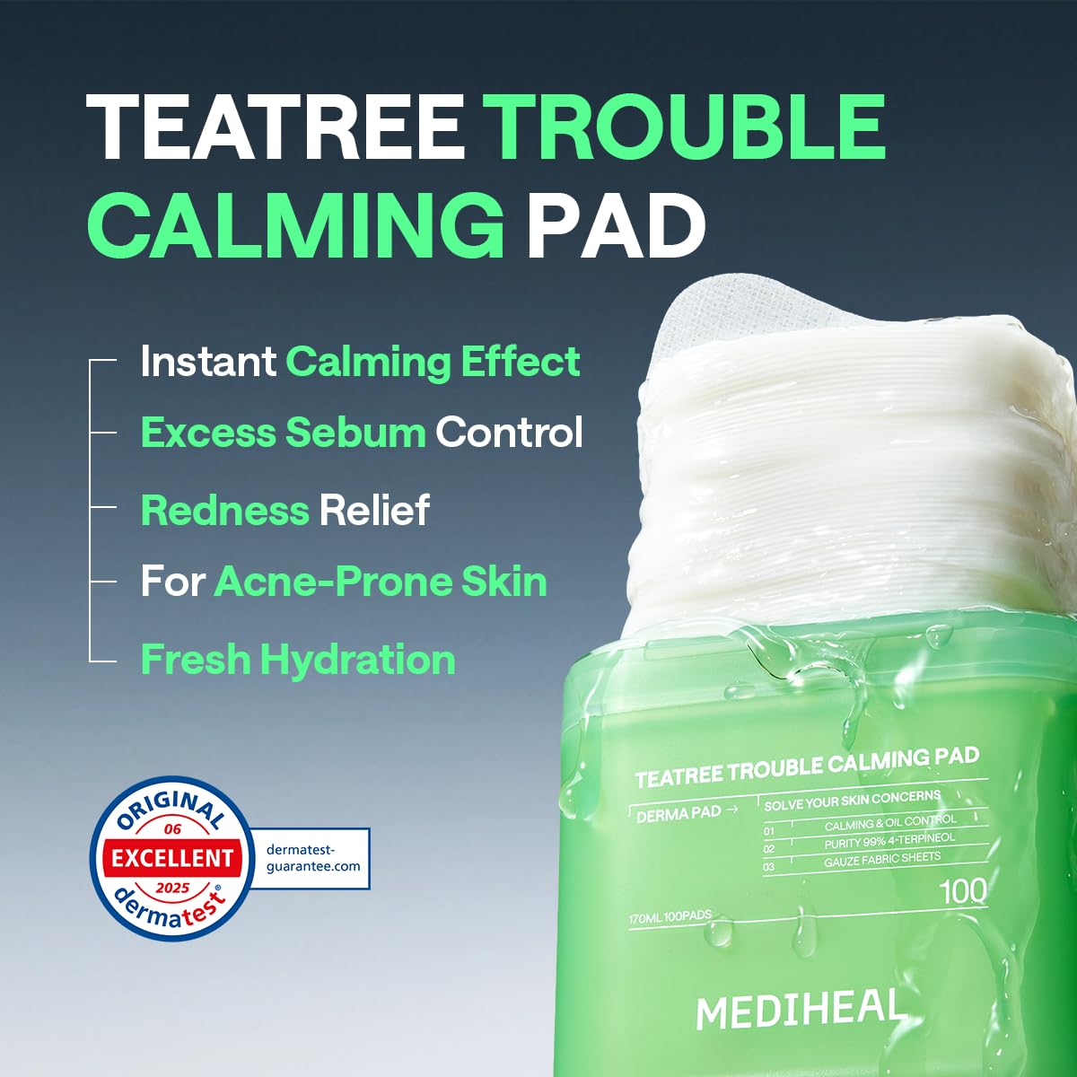 MEDIHEAL pad held in hand to show size and convenient use