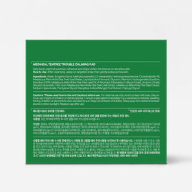 MEDIHEAL product with fresh tea tree leaves implying natural calm