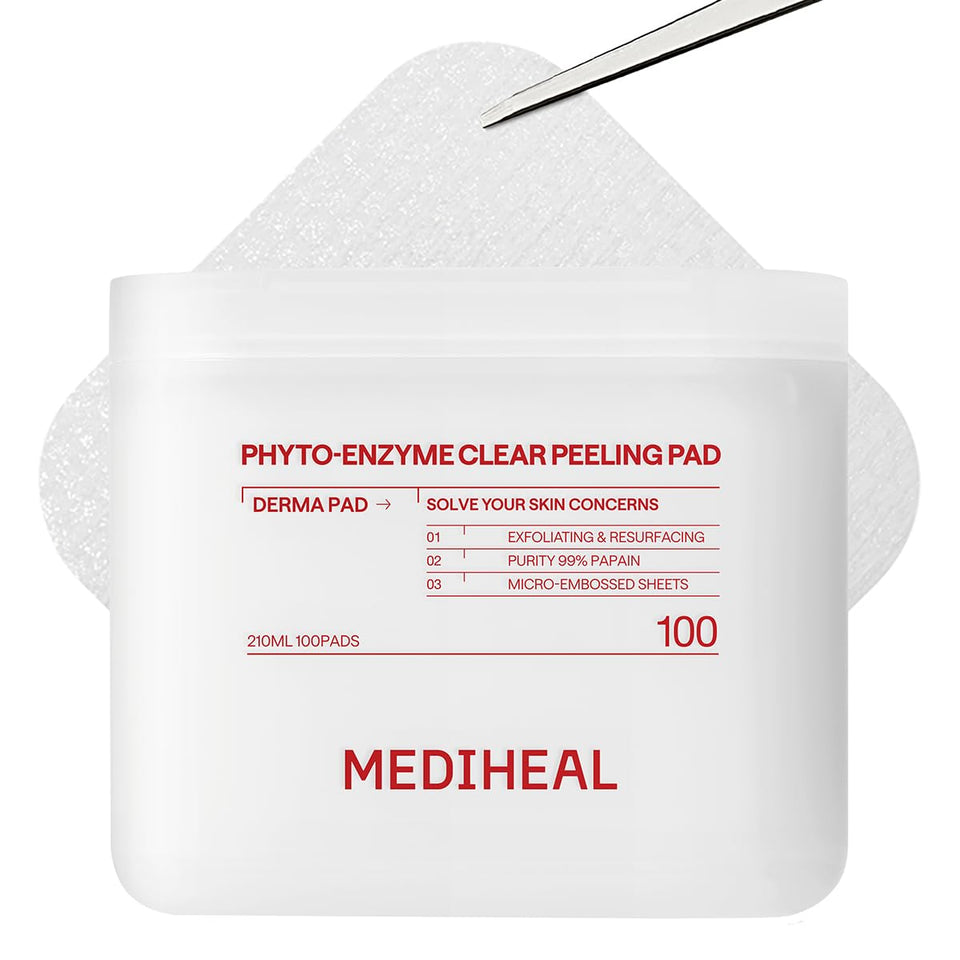 MEDIHEAL front packaging showing 100-count pads for convenient exfoliation