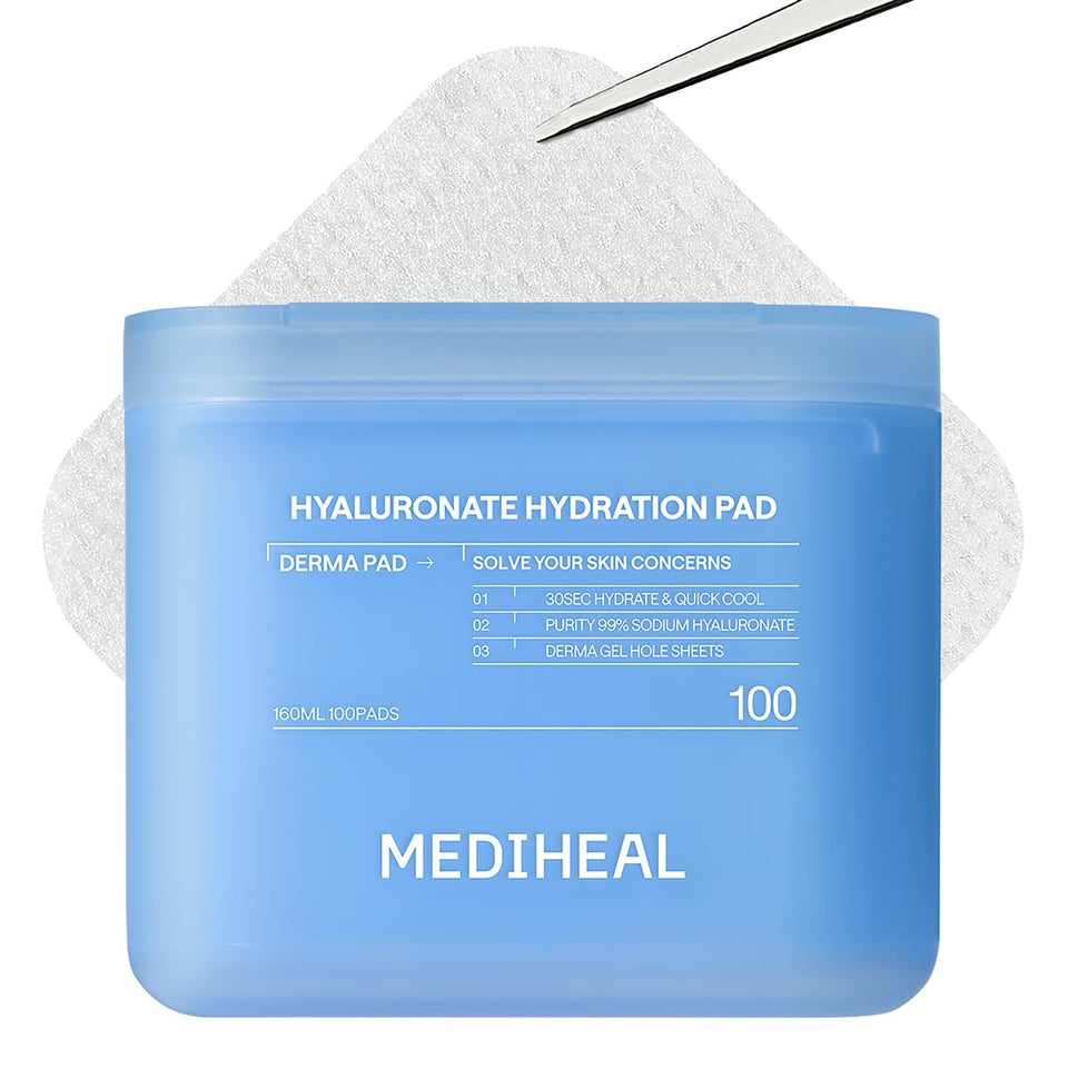 MEDIHEAL front packaging showing 100-count pads and benefits