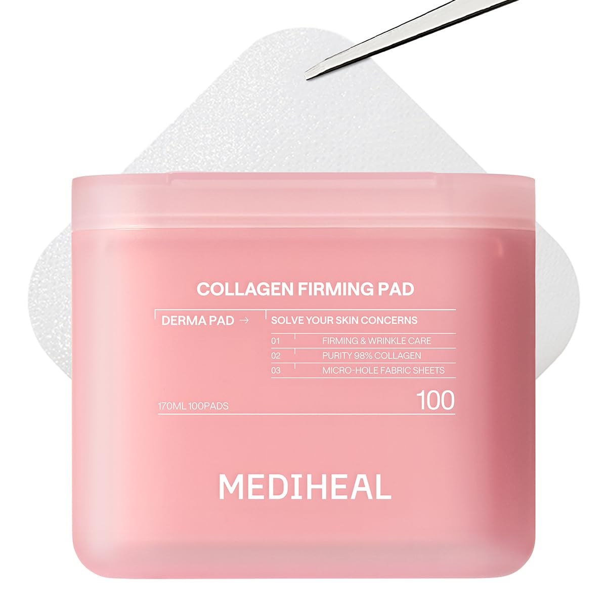 MEDIHEAL front packaging showing 100-count pads and convenience