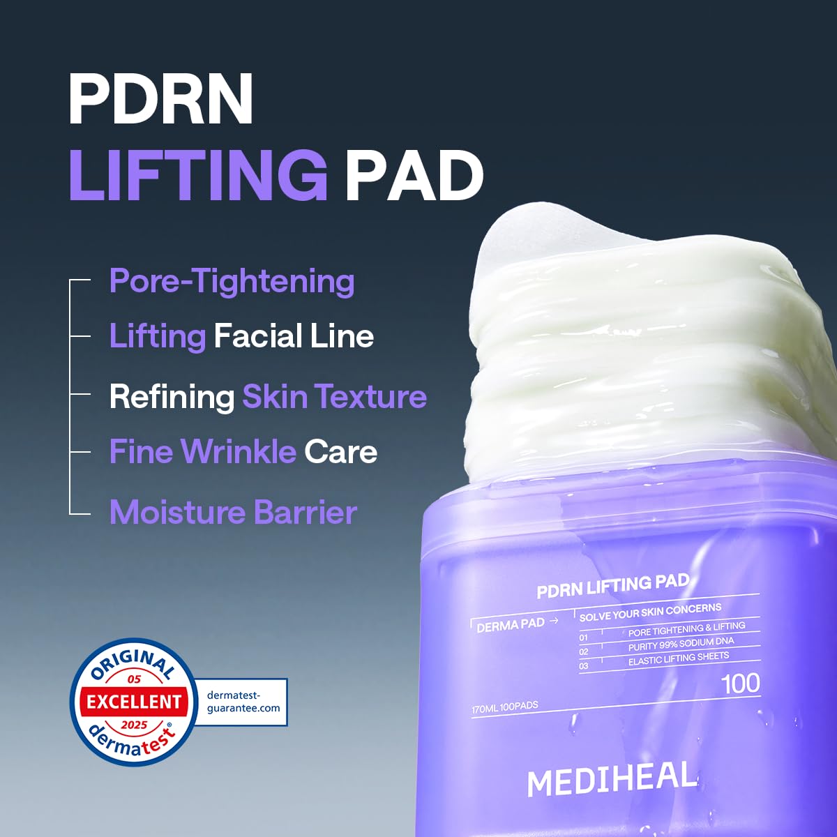 MEDIHEAL pad applied to mid-face demonstrating targeted lifting benefit