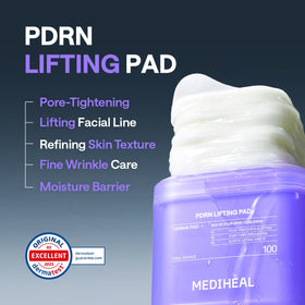 MEDIHEAL pad applied to mid-face demonstrating targeted lifting benefit