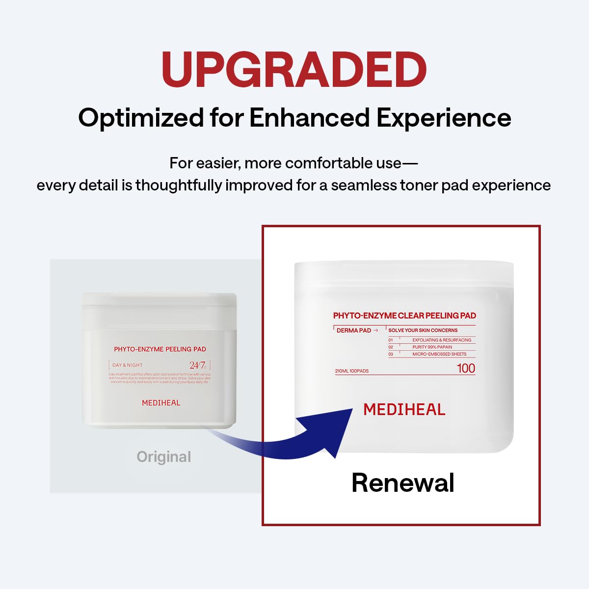 MEDIHEAL soft pad close-up refining skin after exfoliation for comfort