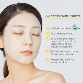 MEDIHEAL mask worn on model demonstrating snug fit and instant radiance effect