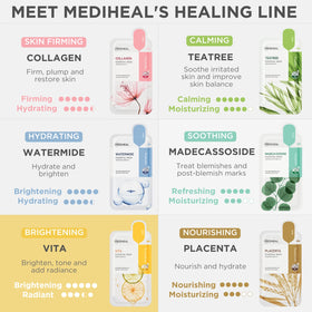 MEDIHEAL carton with FSC and soy ink labels highlighting eco-friendly packaging