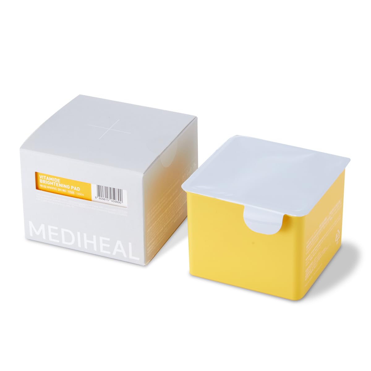 MEDIHEAL refill pack front view showing 100 brightening pads and product name