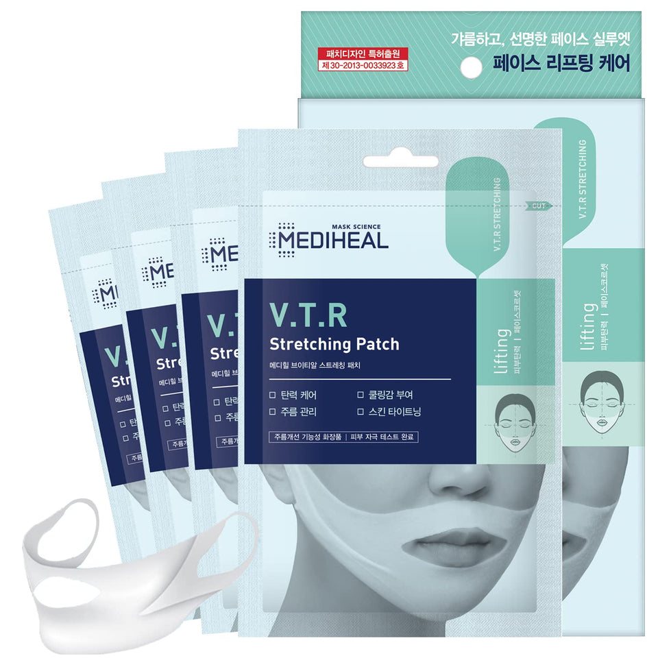 MEDIHEAL front packaging showing V.T.R Stretching Patch, clear product identity and benefits