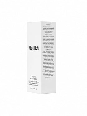 Medik8 next to makeup bag in morning setting showing easy layering benefit