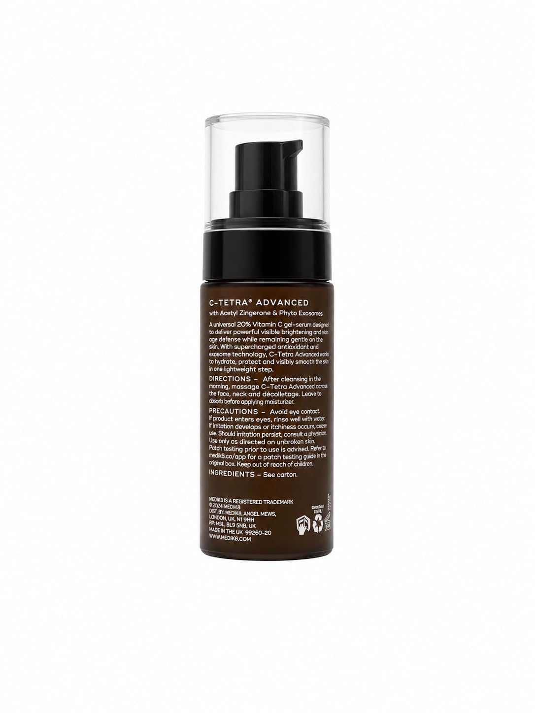 Medik8 serum drop on fingertip showing lightweight texture and quick absorbency