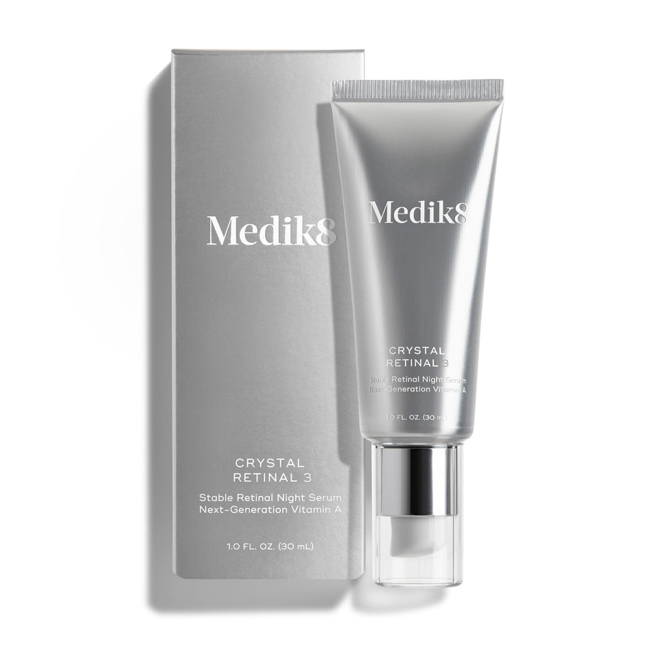 Medik8 Crystal Retinal 3 front packaging showing bottle and box, highlighting professional skincare