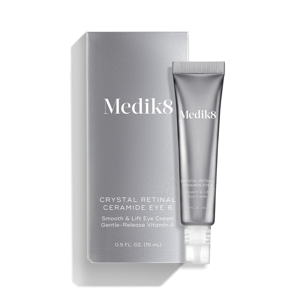 Medik8 on bathroom shelf in routine setting suggesting daily anti-aging regimen