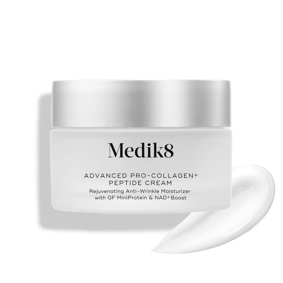 Medik8 front packaging jar showing sleek box and product, professional presentation benefit