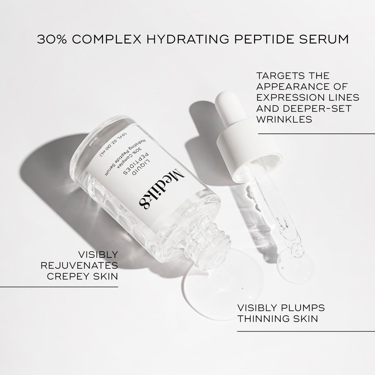 Medik8 applying serum to hand illustrating easy spreadability and instant hydration benefit