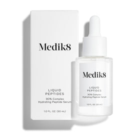 Medik8 front bottle view highlighting clear peptide serum and elegant packaging benefit