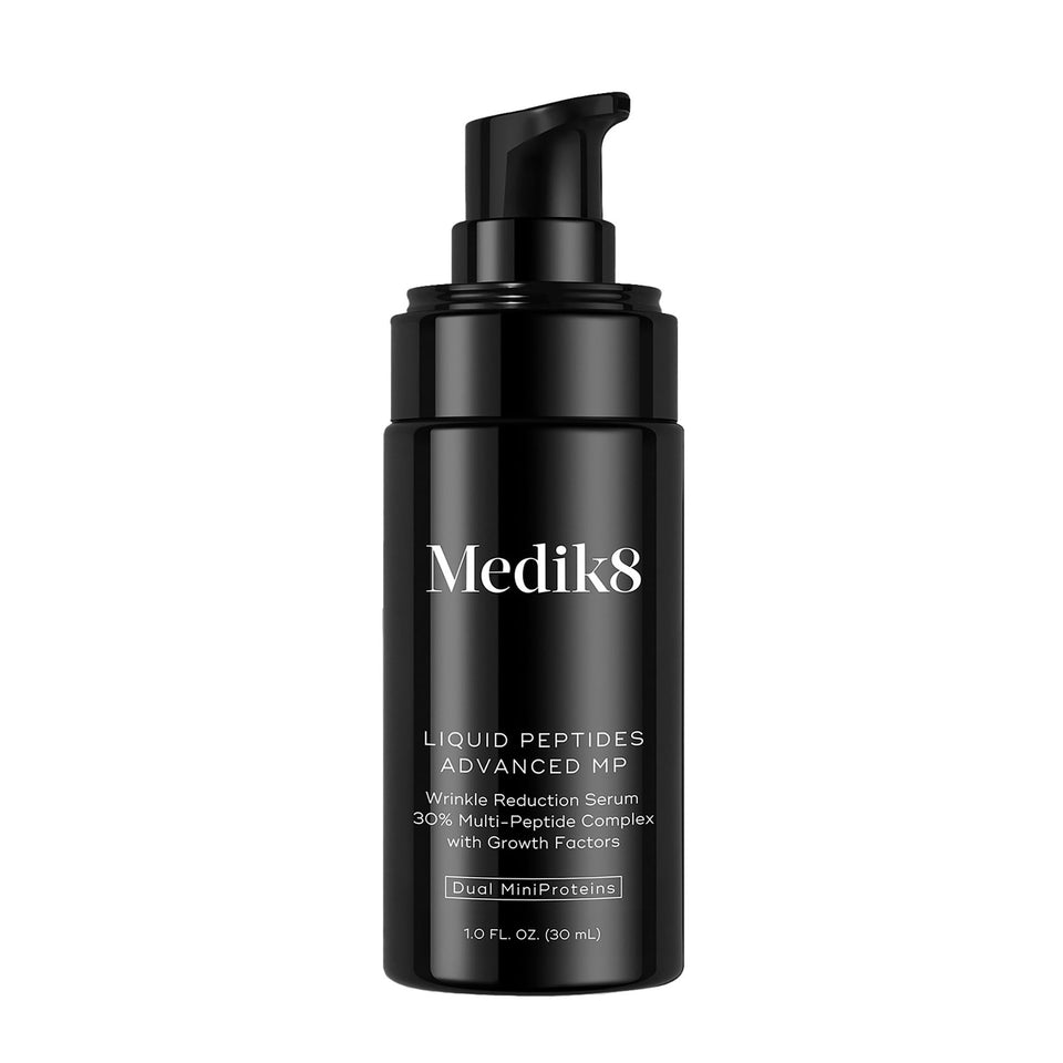 Medik8 front bottle shot showing sleek packaging and visible product benefit