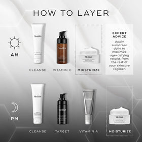 Medik8 neck and jawline massage use demonstrating upward application for lifting benefit