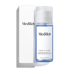 Medik8 Press and Clear front bottle showing packaging and clear tonic benefit