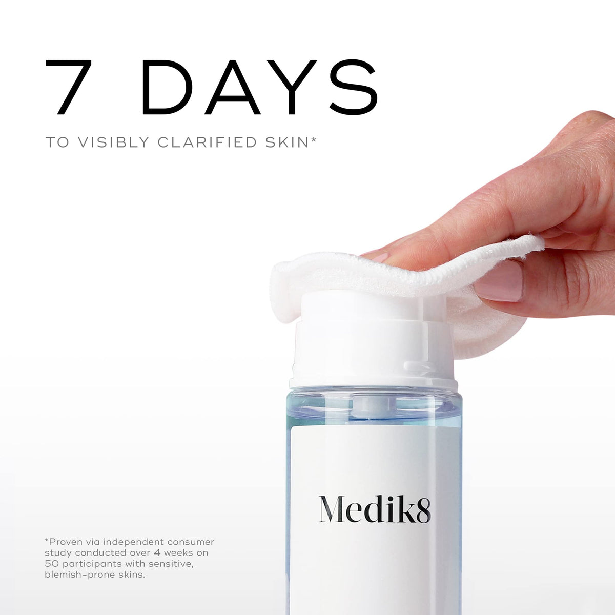 Medik8 label close-up highlighting active ingredients and gentle formula benefit