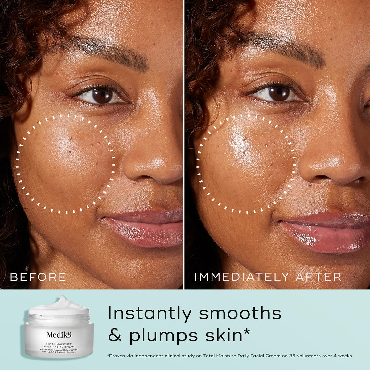Medik8 ingredient display showing peptides and hyaluronic acid benefits