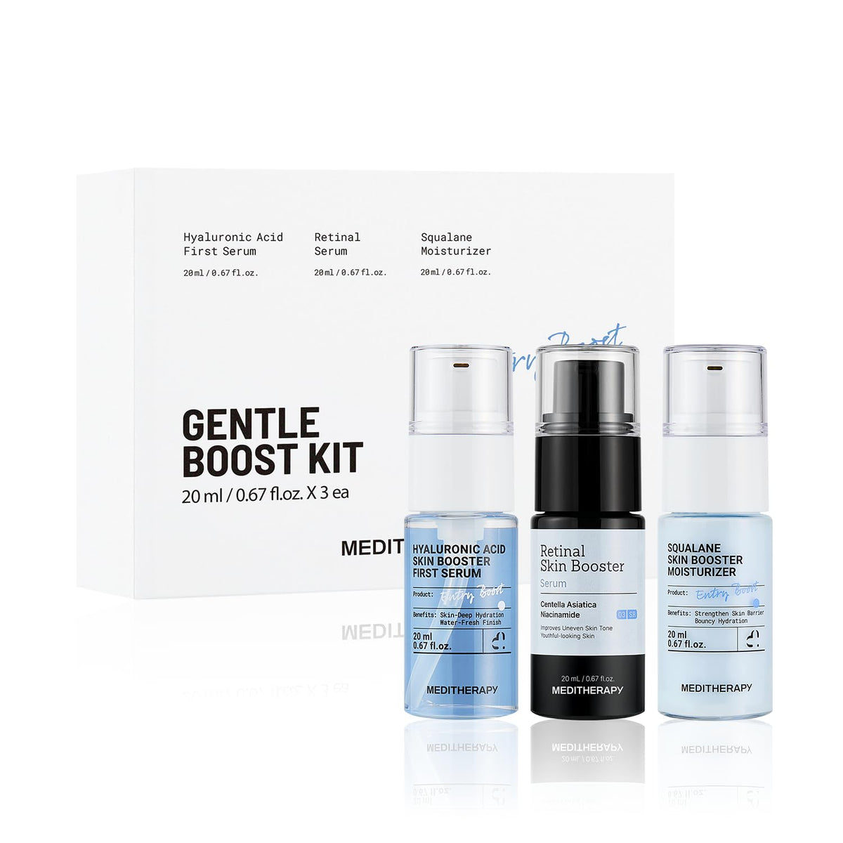 MEDITHERAPY front packaging showing the three-step kit and travel convenience