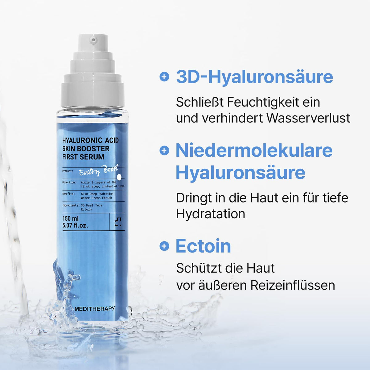 MEDITHERAPY serum spread on hand demonstrating quick absorption