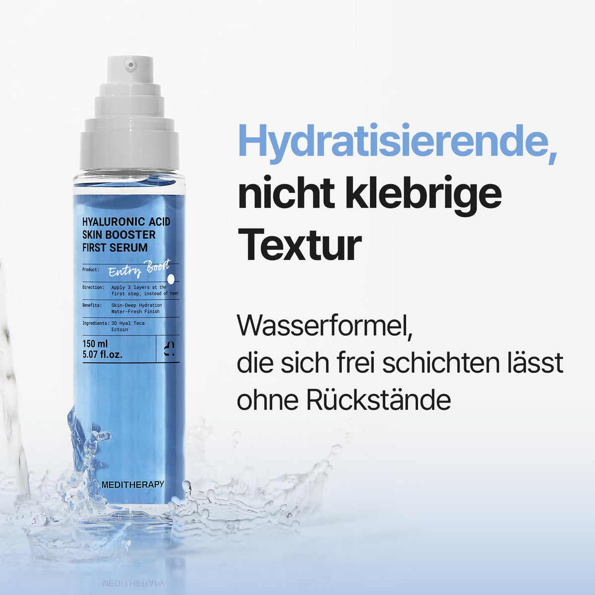 MEDITHERAPY model applying serum to face for smoother makeup base