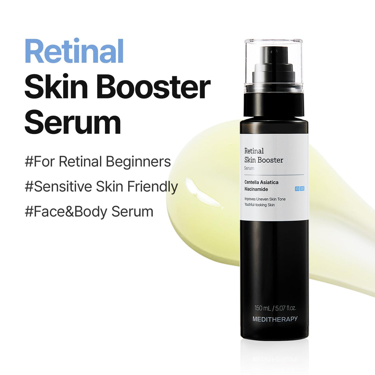 MEDITHERAPY serum texture close-up illustrating lightweight hydrating consistency