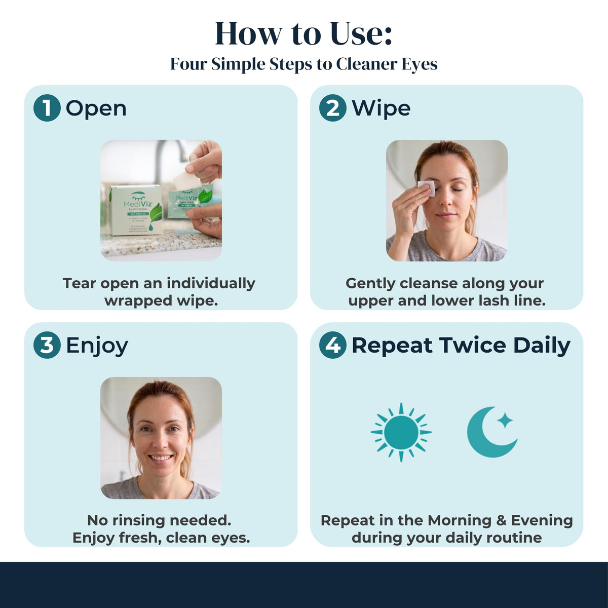 MEDIVIZ wipe removing eye makeup from lash line for cleaner lashes