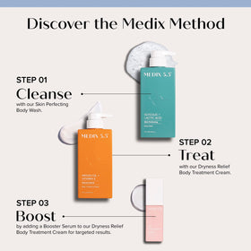 Medix 5.5 applied in a bathroom setting showing daily skincare ritual