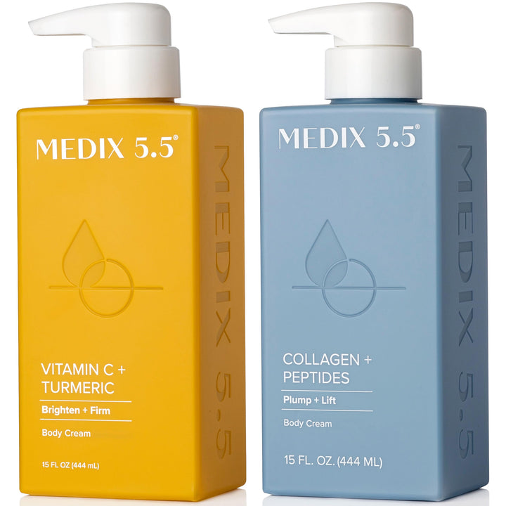 Medix 5.5 front packaging showing both lotion and collagen cream benefits