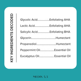 Medix 5.5 ingredients label detail highlighting acid blend and clean formulation