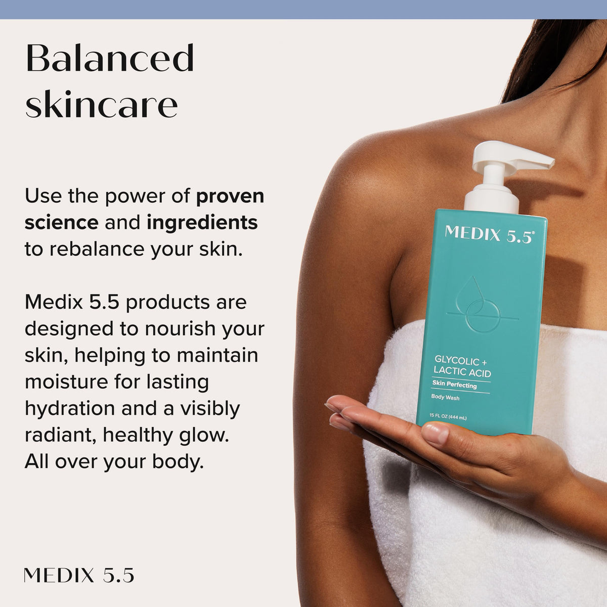 Medix 5.5 label close detail showing ingredient claims and dermatologist-tested confidence benefit