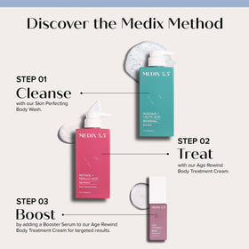 medix 5.5 product label close-up listing peptides, shea butter, and usage directions