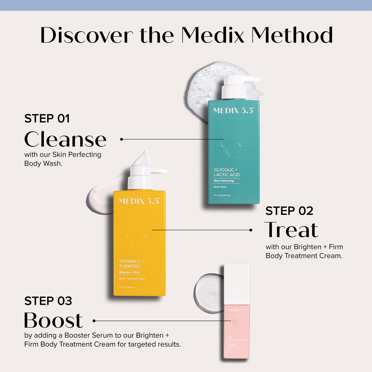 Medix 5.5 products beside a hand to show actual size and scale