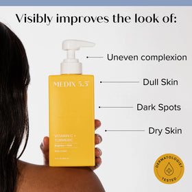 Medix 5.5 Vitamin C lotion texture close-up illustrating lightweight hydration