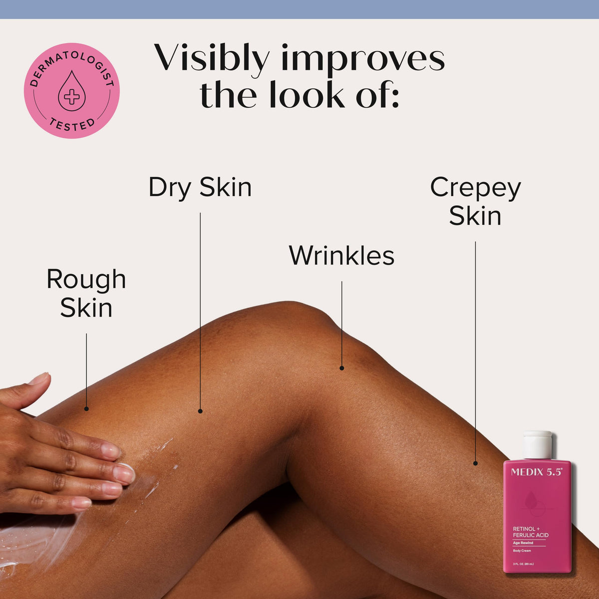 Medix 5.5 cream texture closeup highlighting smooth, hydrating finish