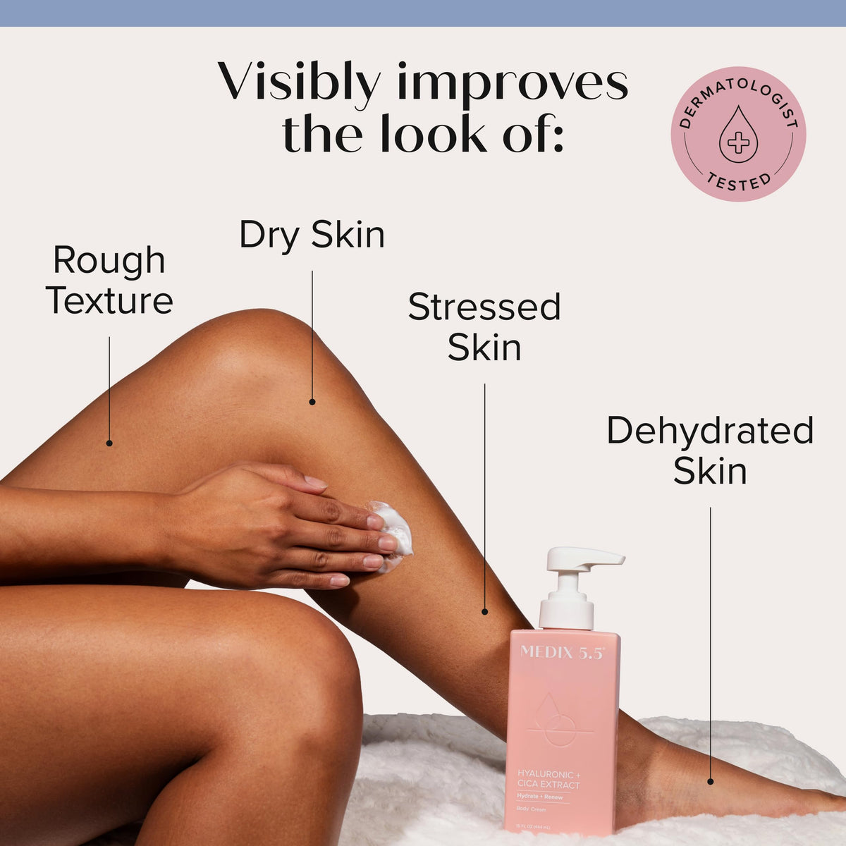 Medix 5.5 applying retinol lotion on arm for firmer skin