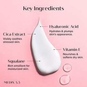 Medix 5.5 hyaluronic cream applied to face demonstrating hydration