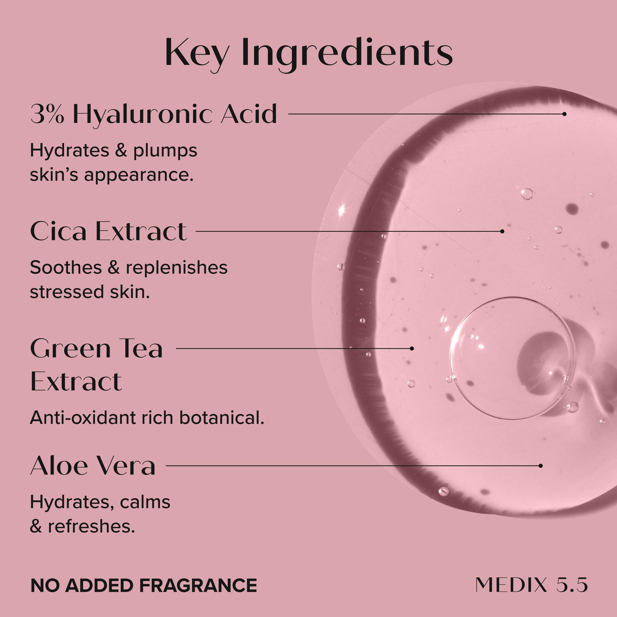 Close view of Medix 5.5 ingredient label highlighting ferulic and vitamin E