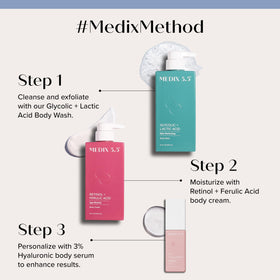 Medix 5.5 retinol body cream jar closed, promotes firmer looking skin