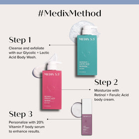 Medix 5.5 retinol cream texture swatched to show rich moisturizing finish