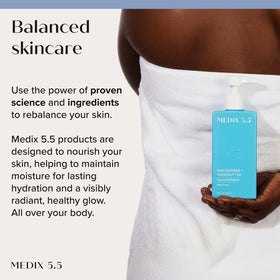 Medix 5.5 being applied to face illustrating gentle hydration and non-greasy finish benefit