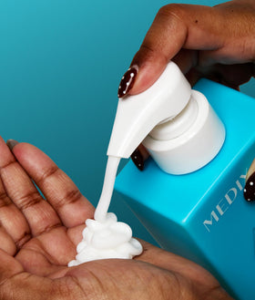Medix 5.5 bottle styled on bathroom shelf conveying daily routine and neutral scent-free benefit