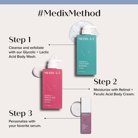 Applying Medix 5.5 to arm demonstrating improved crepey texture benefit