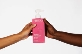 Medix 5.5 bottle styled in a lifestyle setting conveying nourishing, luxe care