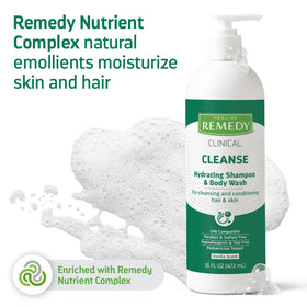 Medline Remedy applied to hair in shower showing conditioning and easy rinsing