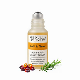 Medulla Clinic front packaging showing sleek 30ml roll-on and brand benefit