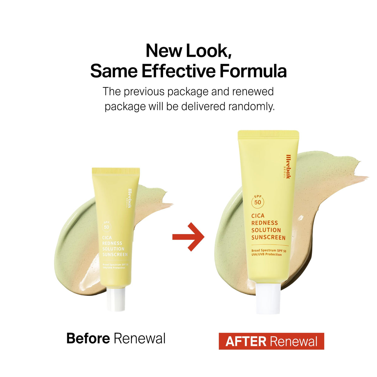 Meebak face application before and after neutralizing redness