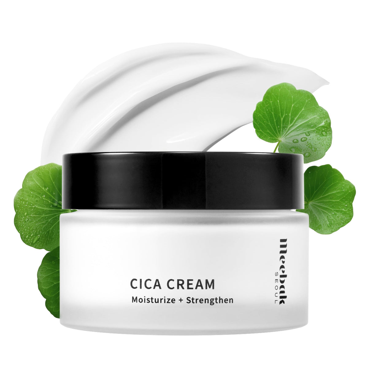 Meebak Cica Cream front jar showing label and packaging benefit